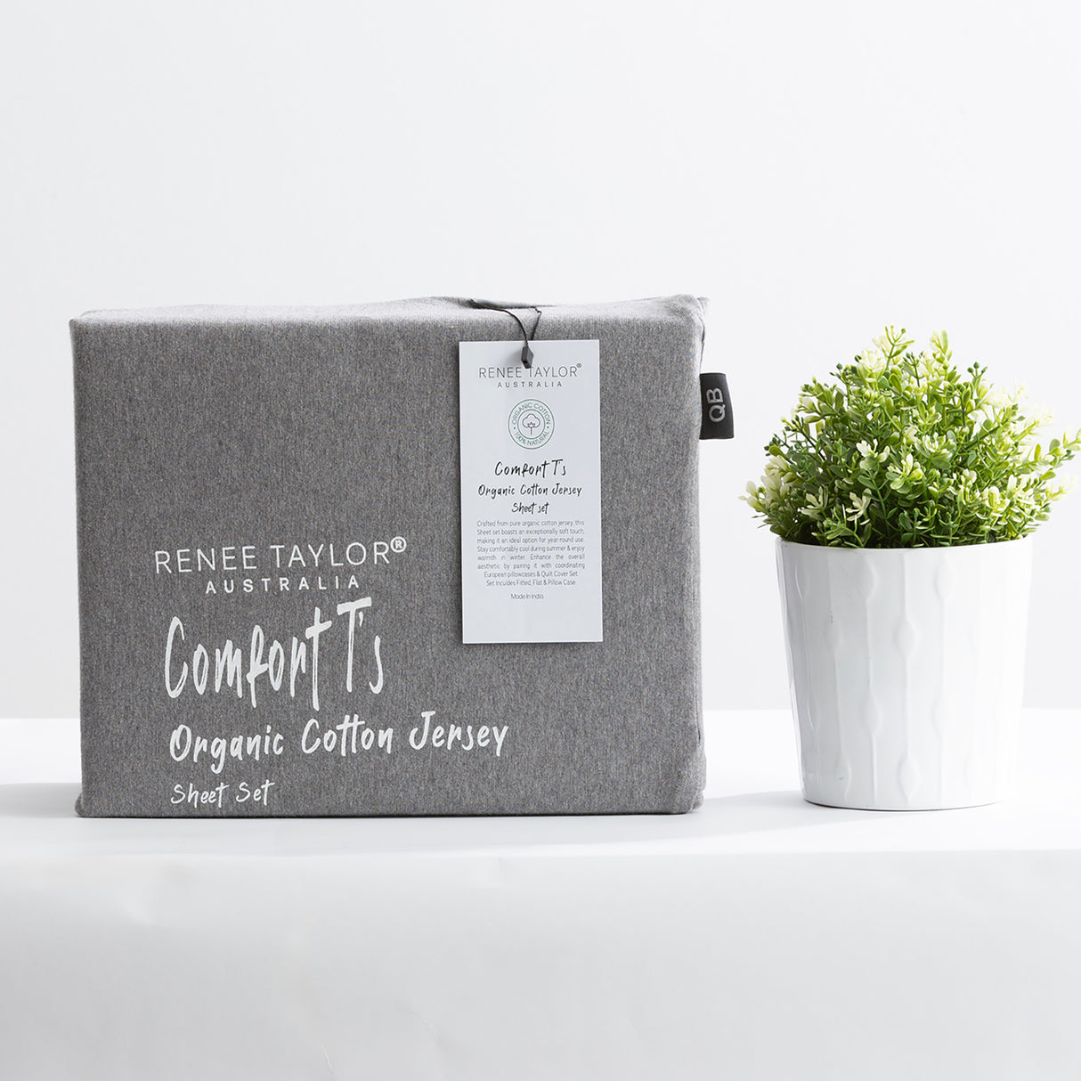 Renee Taylor Comfort Organic Cotton Sheet Set Long Single Charcoal
