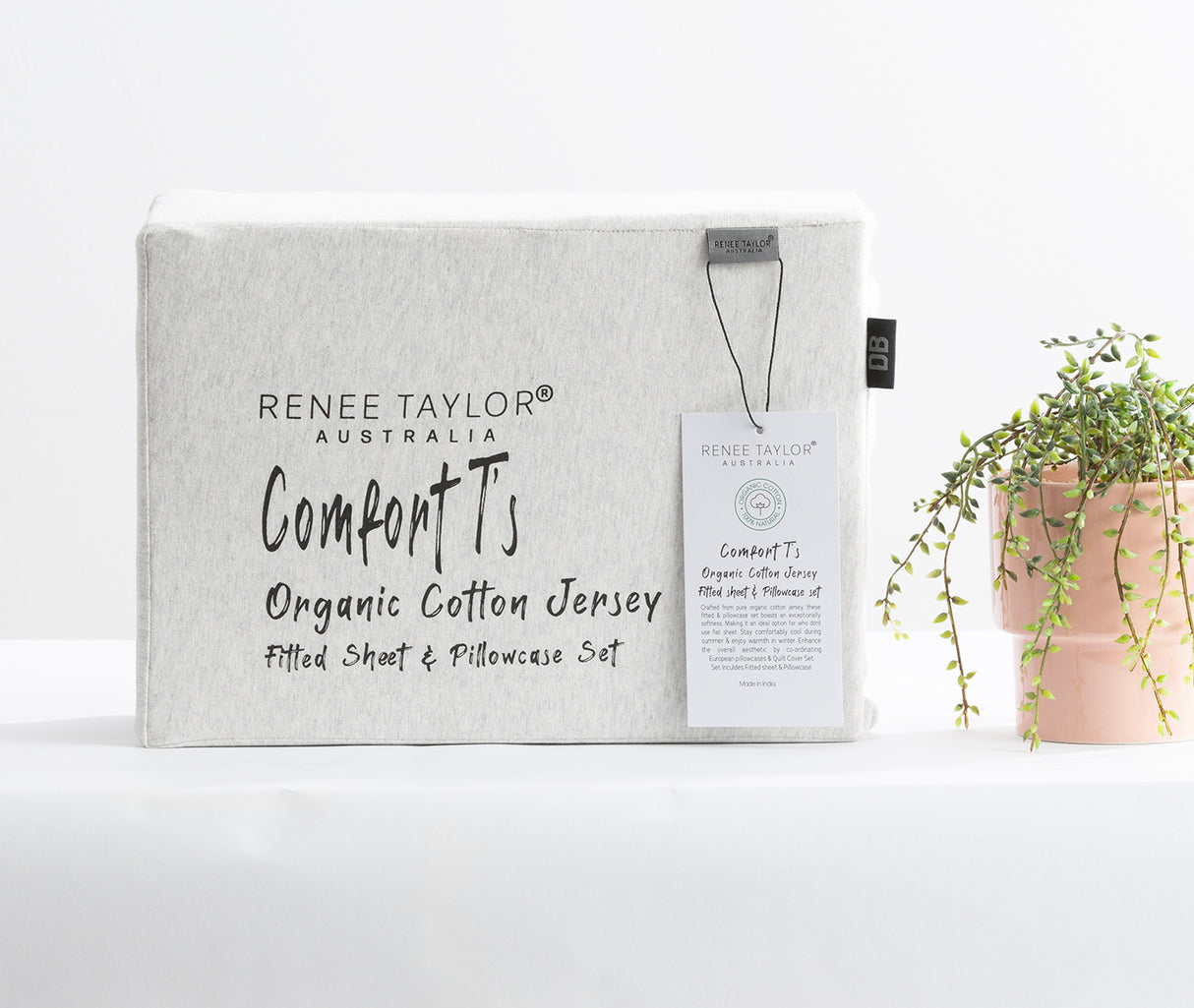 Renee Taylor Comfort Organic Fitted Sheet & Pillowcase - King Single Ecru