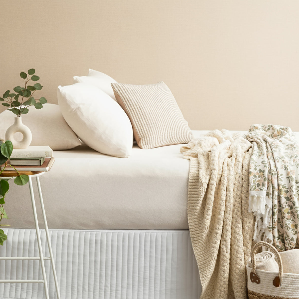 Renee Taylor Comfort Organic Fitted Sheet & Pillowcase - King Oatmeal