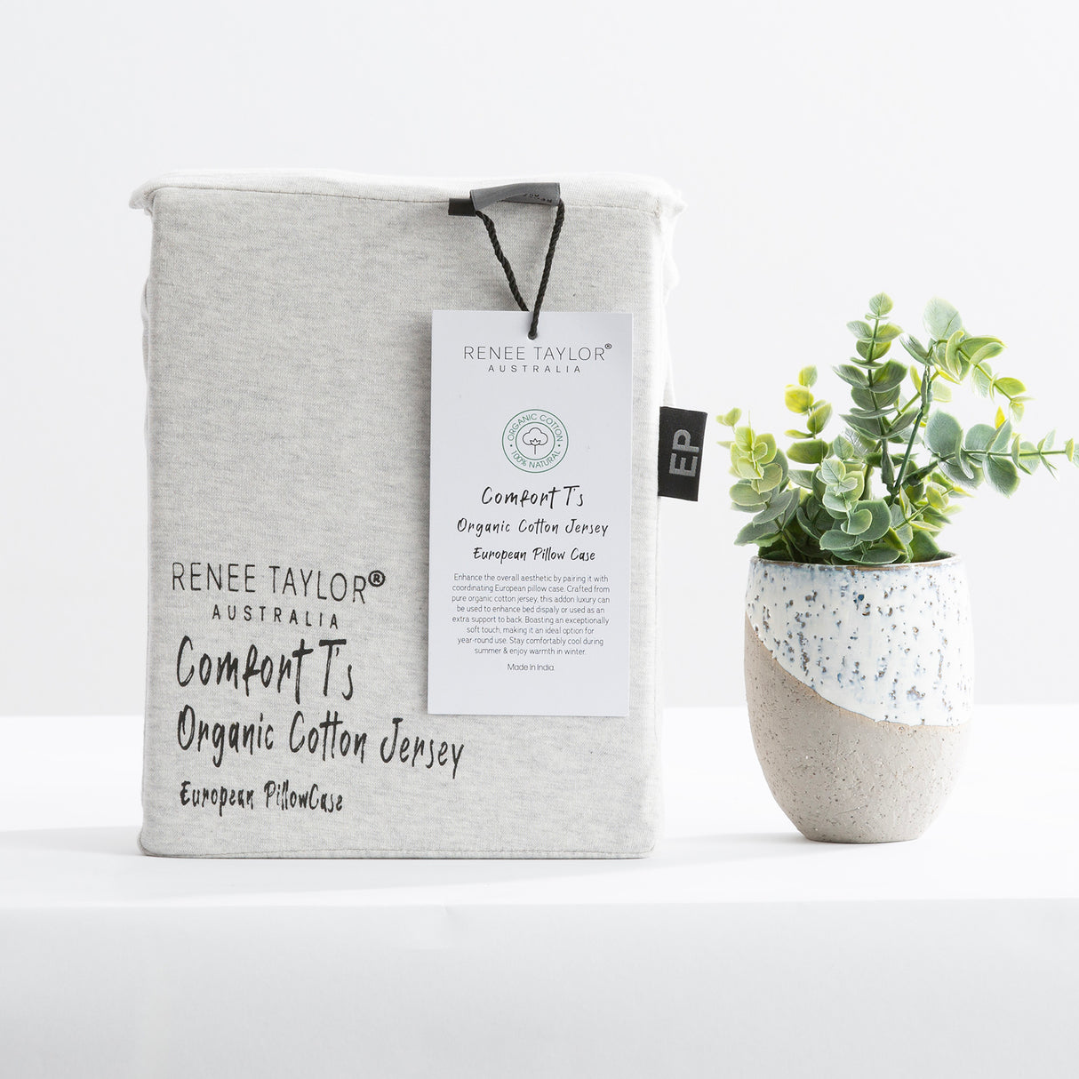 Renee Taylor Comfort Organic Cotton Quilt Cover Set Double Ecru