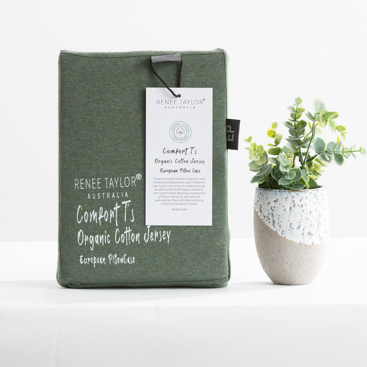 Renee Taylor Comfort Organic Cotton Quilt Cover Set Double Olive