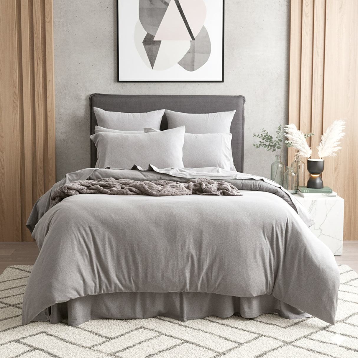 Renee Taylor Comfort Organic Cotton Quilt Cover Set Super King Charcoal