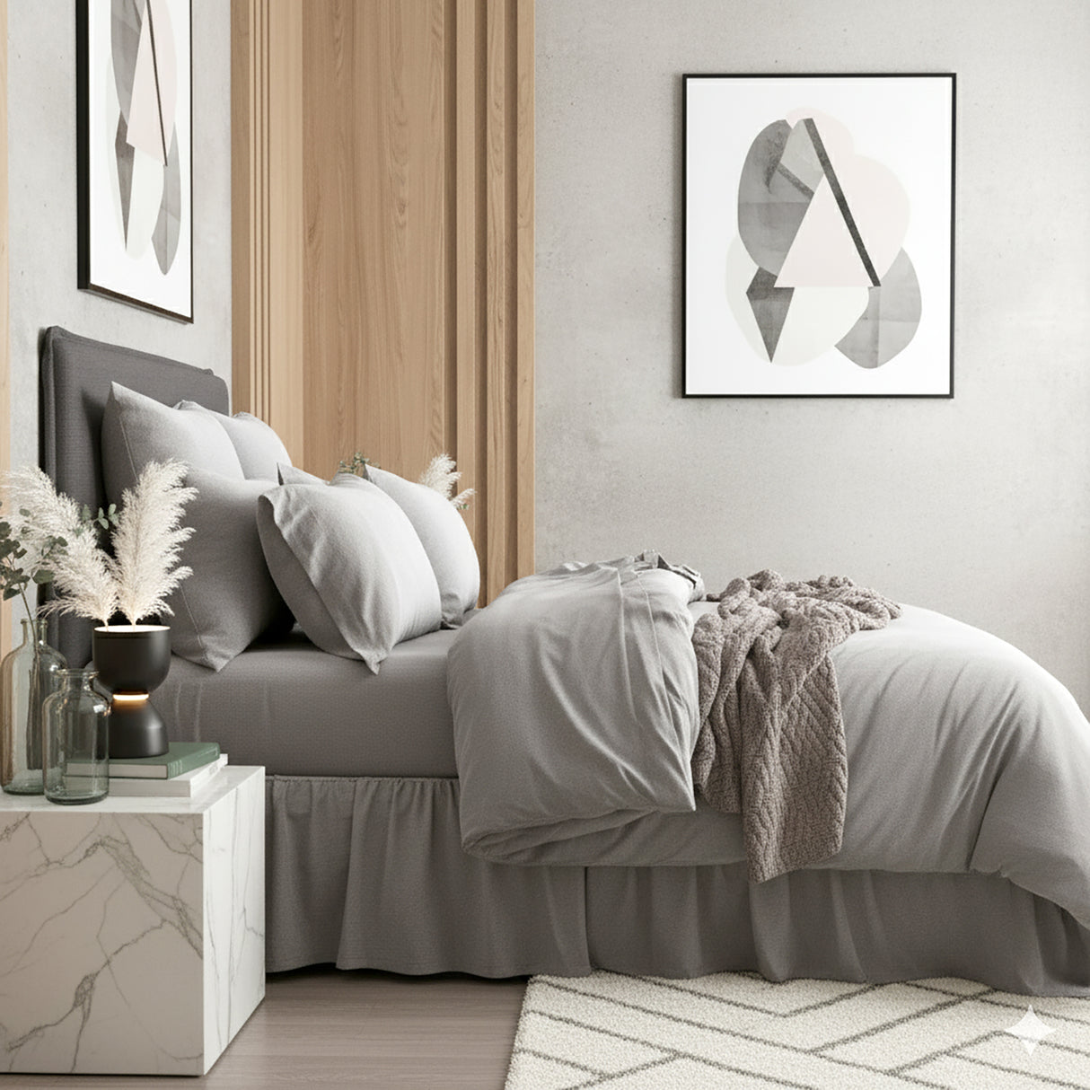Renee Taylor Comfort Organic Cotton Quilt Cover Set King Charcoal