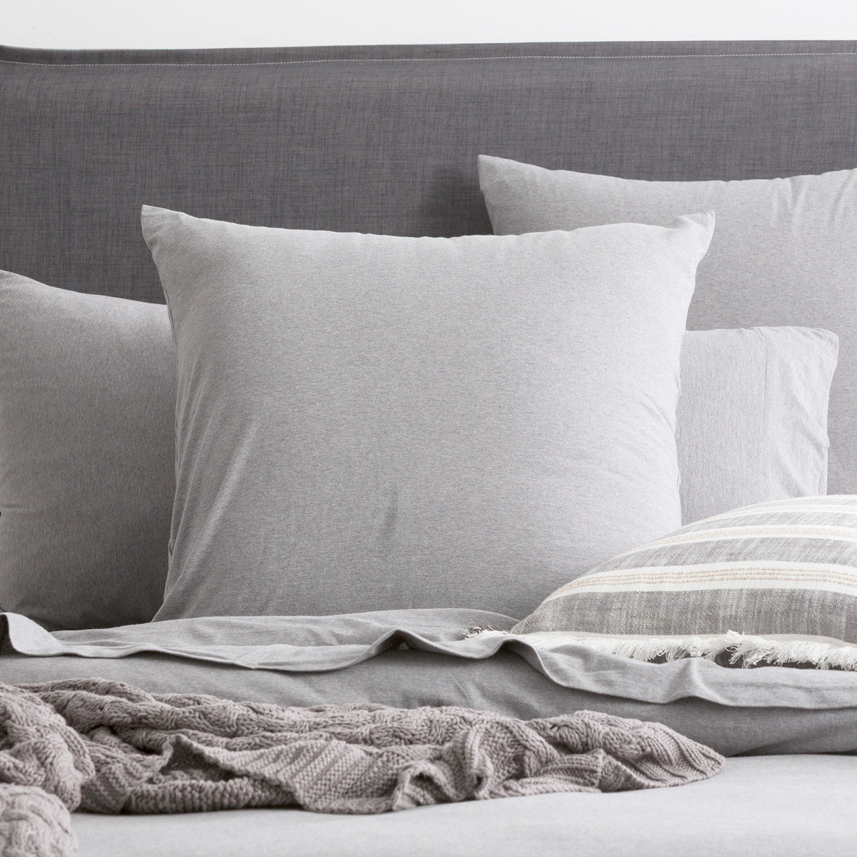 Renee Taylor Comfort Organic Cotton Quilt Cover Set King Charcoal