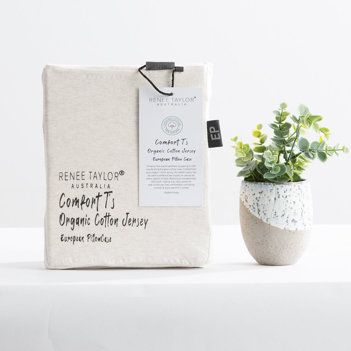 Renee Taylor Comfort Organic Cotton Quilt Cover Set Double Oatmeal
