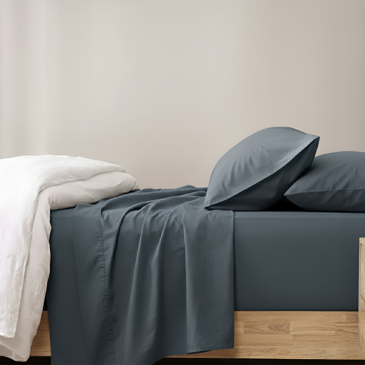 Renee Taylor 400 Thread Count Egyptian Cotton Sheet Set Super King Steel Blue