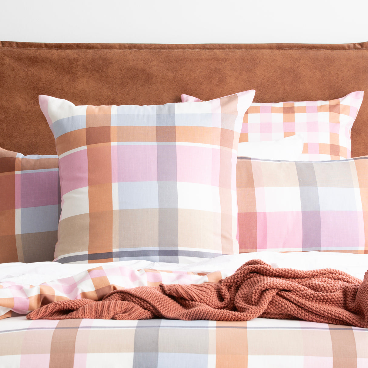 Renee Taylor Textured Cotton Slub Reversible Quilt Cover Set King Miranda Check
