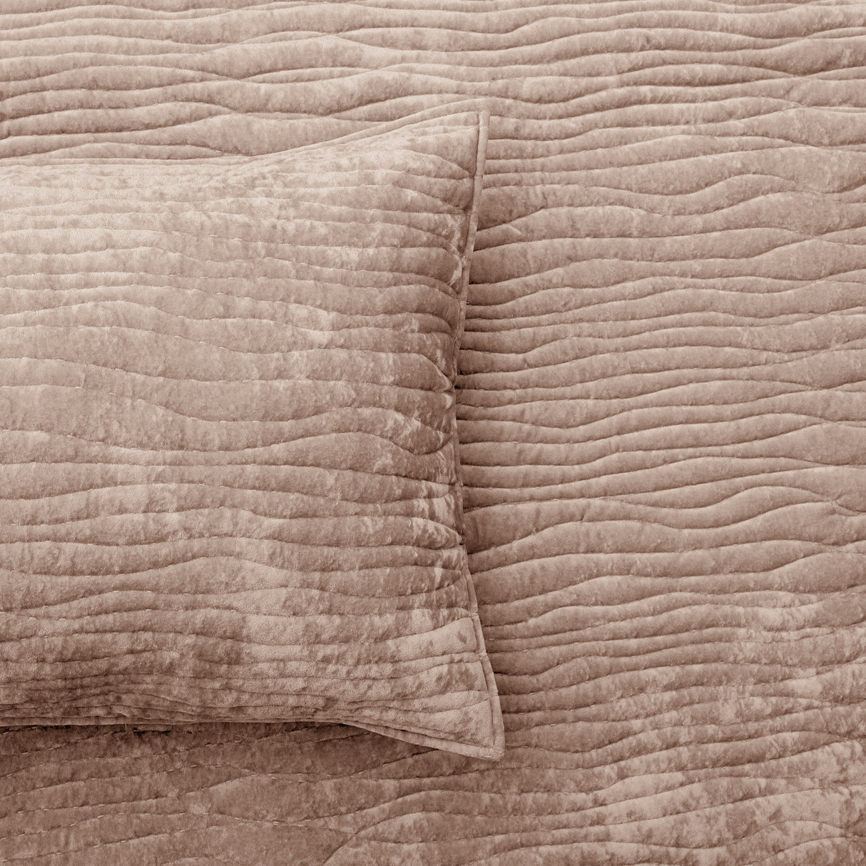 Renee Taylor Blake Velvet Coverlet Set Single/Double Wood