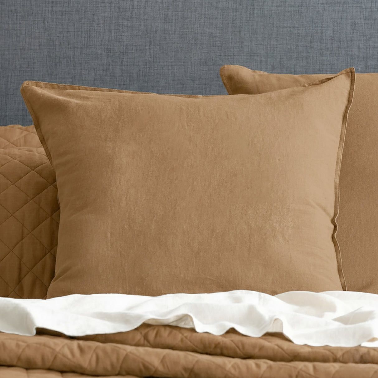 Renee Taylor Washed Linen Cotton Quilt Cover Set Queen Terracotta