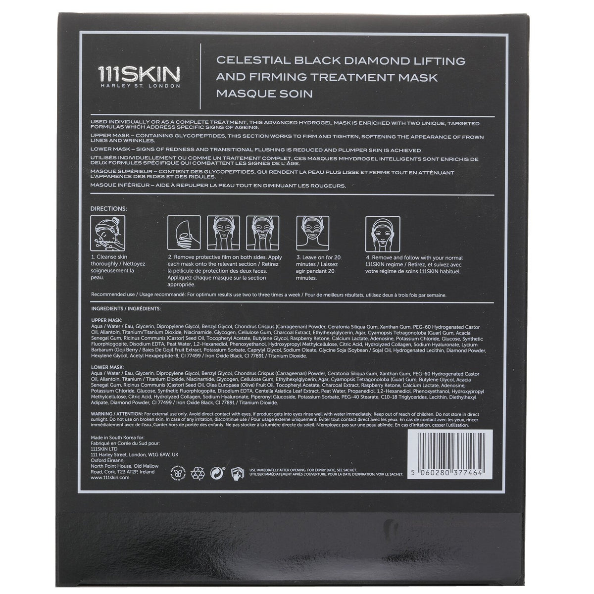 111skin Celestial Black Diamond Lifting and Firming Treatment Mask 31ml/1.04oz x