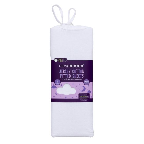 Jersey Cotton Fitted Sheets Travel Cot 2pk - 97 X 68cm - ClevaMama