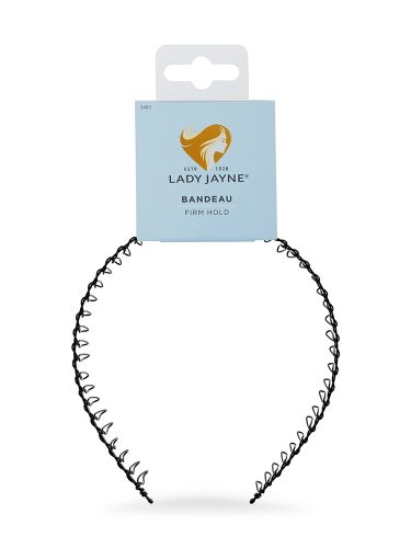 Lady Jayne Black Wire Bandeau holds hair back securely with flexible wired prongs for comfort and style, perfect for any occasion.
