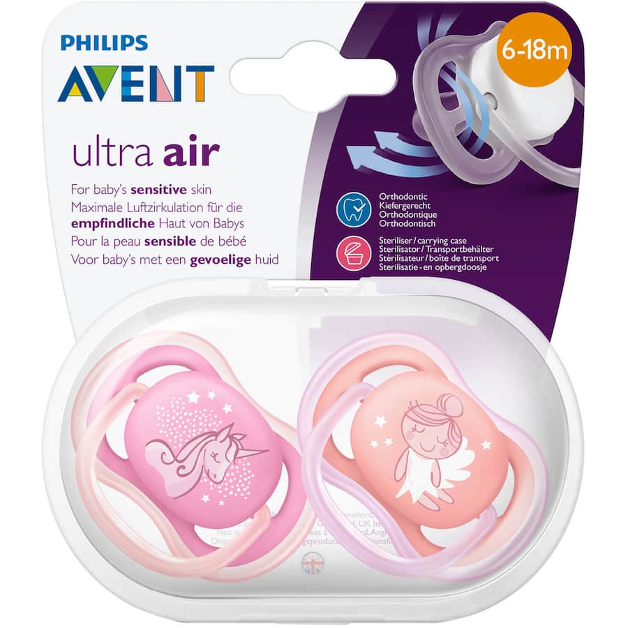 Avent Ultra Air Comforters Design Soother 6-18 Months 2pack