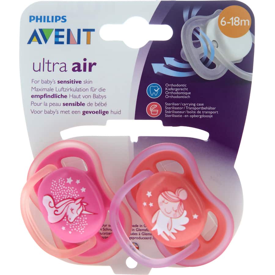 Avent Ultra Air Comforters Design Soother 6-18 Months 2pack