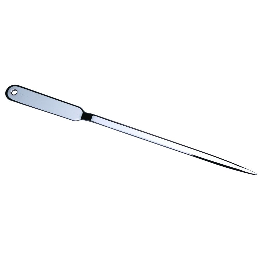 Sleek stainless steel Esselte Letter Opener in silver, designed for effortless and precise envelope opening.