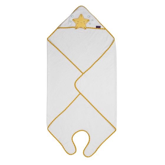 Bamboo Extra Large Apron Baby Bath Towel - White & Honey - ClevaMama