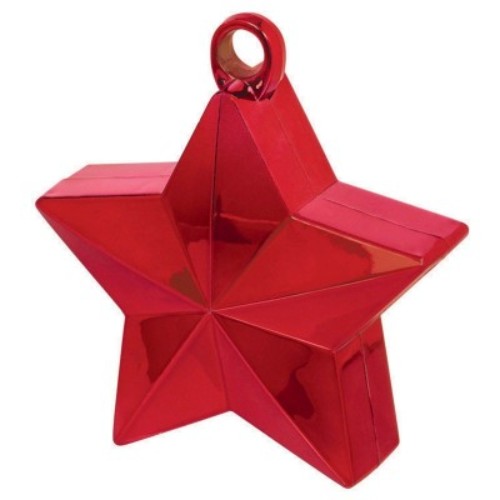 Vibrant red star-shaped balloon weight, perfect for adding charm and stability to any celebration.