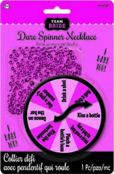 Colorful Spin Dare Pendant designed for bachelorette parties, encouraging fun dares and memorable moments with friends.