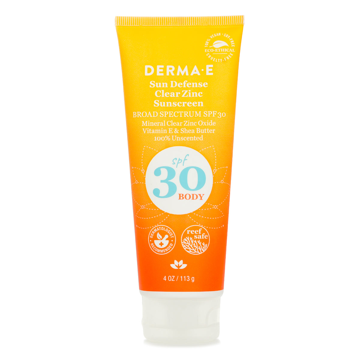 Derma E Sun Defense Clear Zinc Sunscreen SPF30 For Body 113g