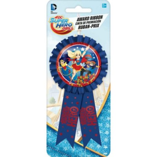 Vibrant DC Superhero Girls award ribbon with colorful confetti design, perfect for celebrating achievements and inspiring young heroes.