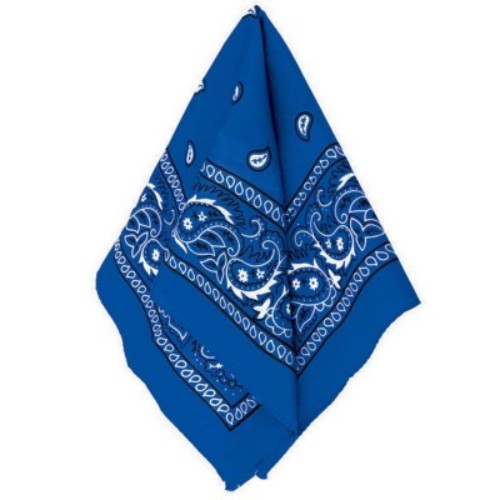 Vibrant blue 20x20 polyester bandana, perfect for stylish accessory or self-expression at any outdoor event.