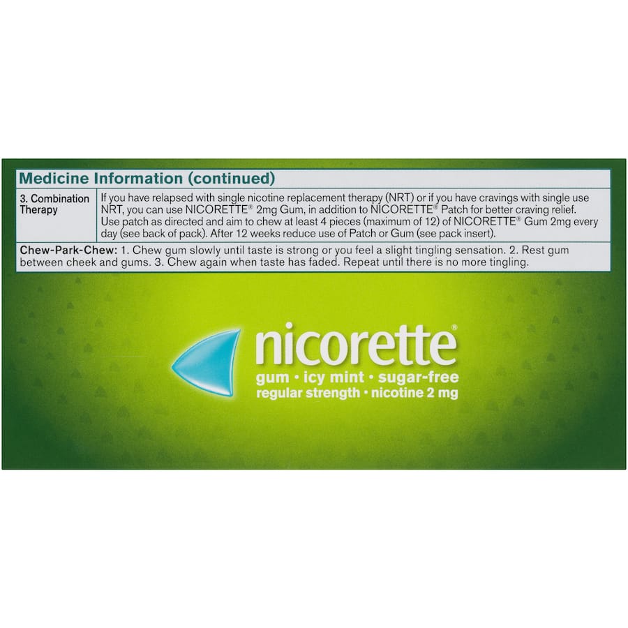 Nicorette Smoking Remedy Icy Mint Gum Regular 2mg 75pack