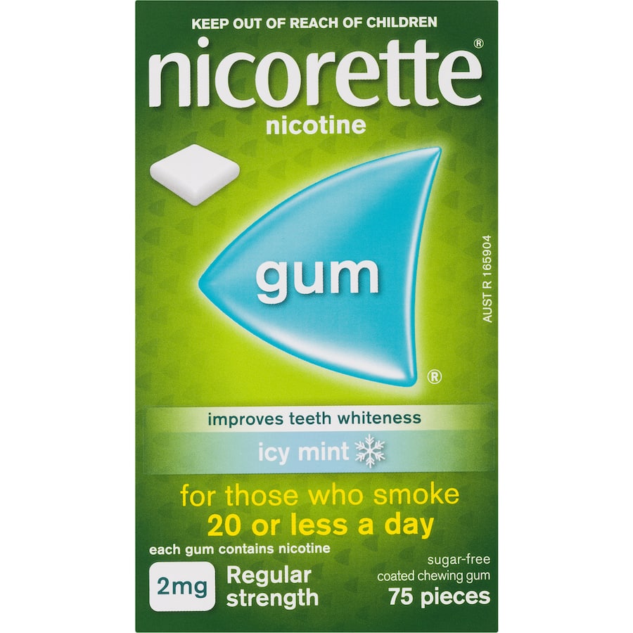 Nicorette Smoking Remedy Icy Mint Gum Regular 2mg 75pack