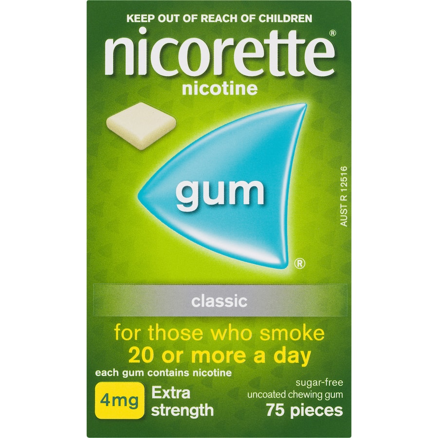 Nicorette Smoking Remedy Classic Gum Extra 4mg 75pack