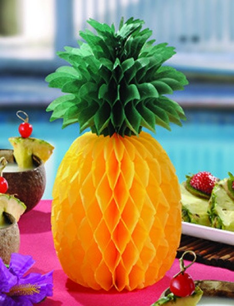 Vibrant 12-inch Pineapple Honeycomb centerpiece, perfect for enhancing decor at parties and summer events.