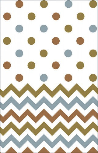 Chevron Plastic Tablecover in Mixed Metallic, 54" x 102", perfect for elegant events with a stylish pattern and easy cleanup.