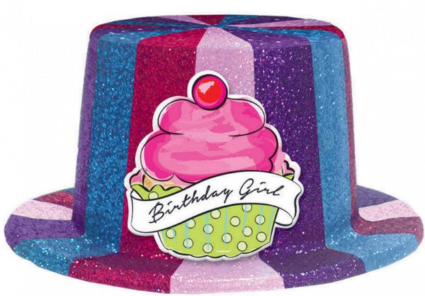 Sparkling glittery plastic top hat for festive celebrations, measuring 4.5 x 10 x 11 inches, perfect for parties.