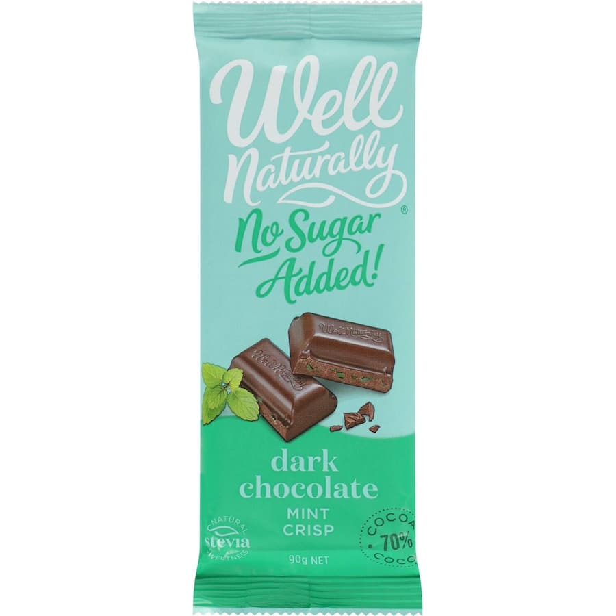 Well Naturally No Sugar Added Chocolate Block Mint Crisp 90g