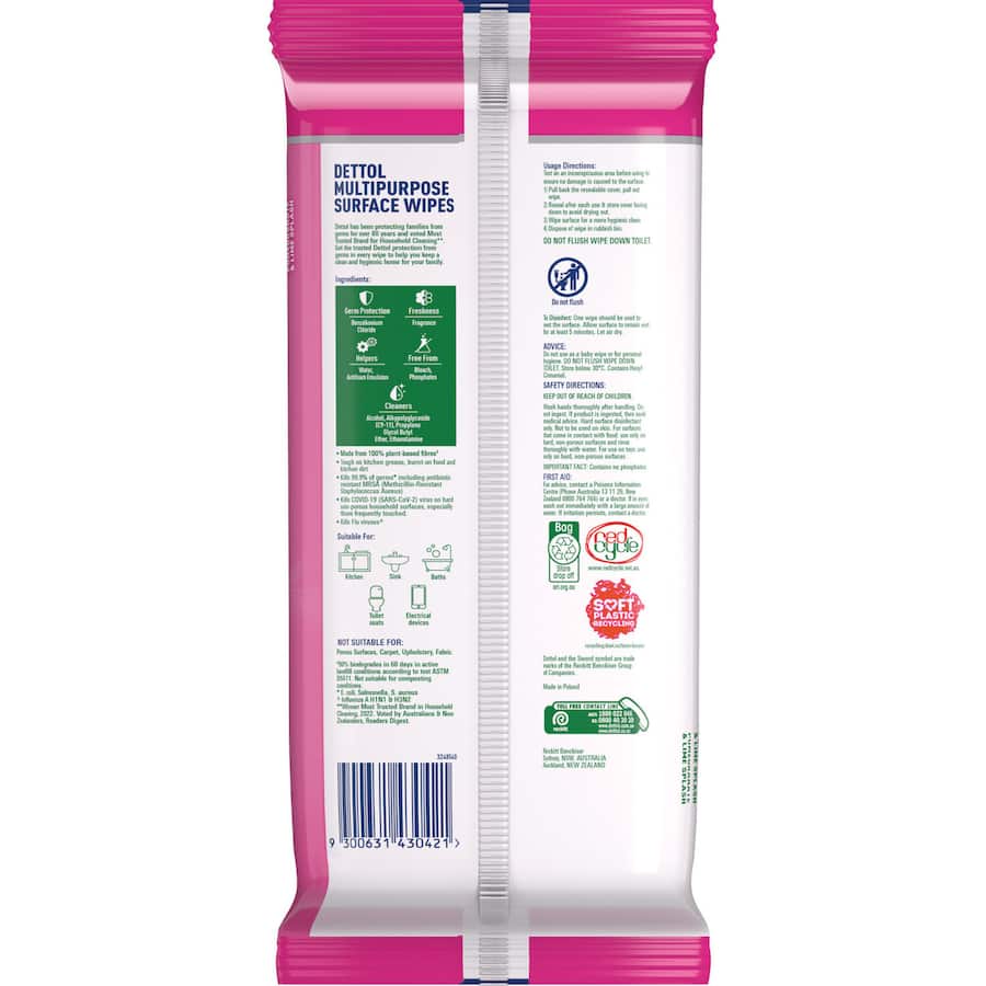 Dettol Multipurpose Wipes Pomegranate & Lime Splash 110pack