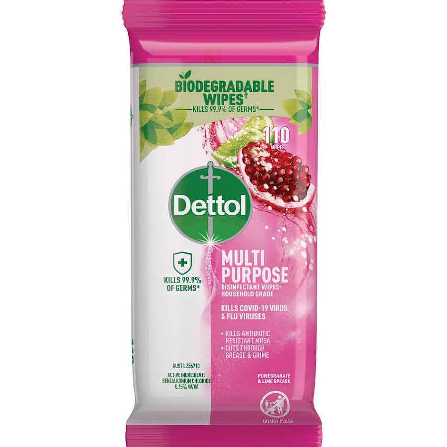 Dettol Multipurpose Wipes Pomegranate & Lime Splash 110pack