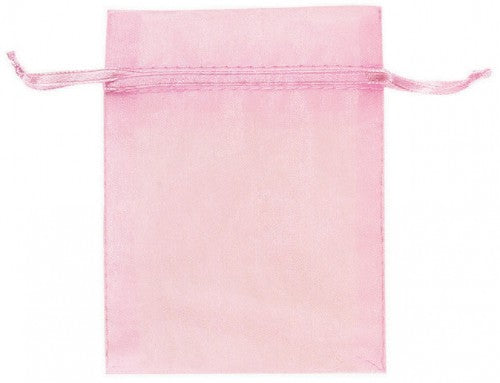 Pack of 24 elegant New Pink organza bags, perfect for gifts, favors, and special occasions.