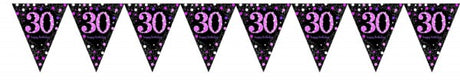Vibrant pink prismatic pennant banner, 4m x 20cm, perfect for festive decorations at any celebration.