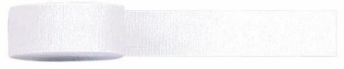 Frosty White crepe streamers, 80 feet long, ideal for elegant wedding and party decorations, adding a dreamy ambiance.