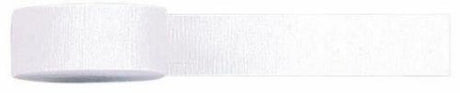 Frosty White crepe streamers, 80 feet long, ideal for elegant wedding and party decorations, adding a dreamy ambiance.