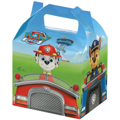 Set of 8 Paw Patrol treat boxes, 13x10x12cm, vibrant, sturdy, perfect for parties and snacks.