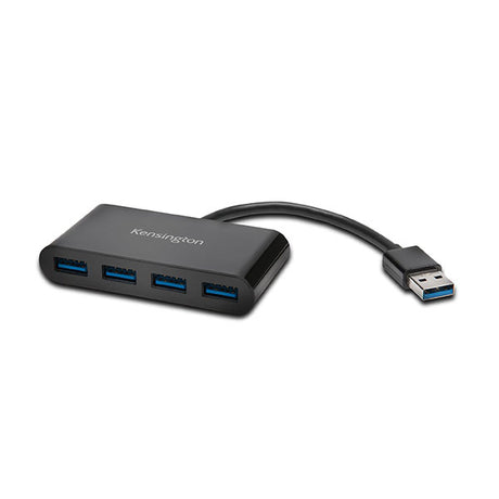 Kensington UH4000 USB 3.0 4-Port Hub, ideal for connecting multiple devices with 5 Gbps speeds and plug-and-play convenience.