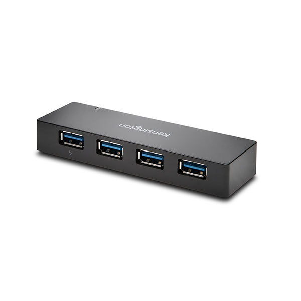 Kensington UH4000C USB 3.0 4-Port Hub with Charger, providing high-speed data transfer and simultaneous device charging.