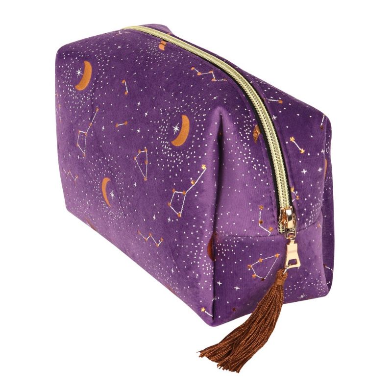 Purple Star Sign Tasseled Makeup Bag