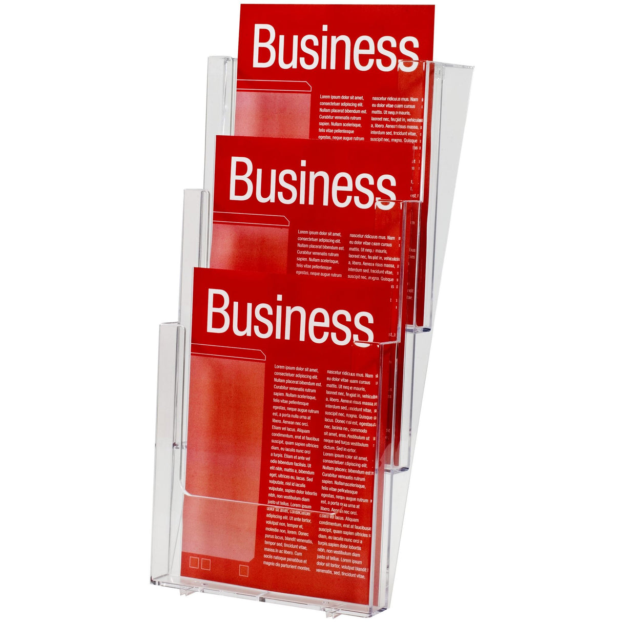Esselte A4 3-tier wall brochure holder, perfect for organized display of flyers and business cards in retail or office settings.