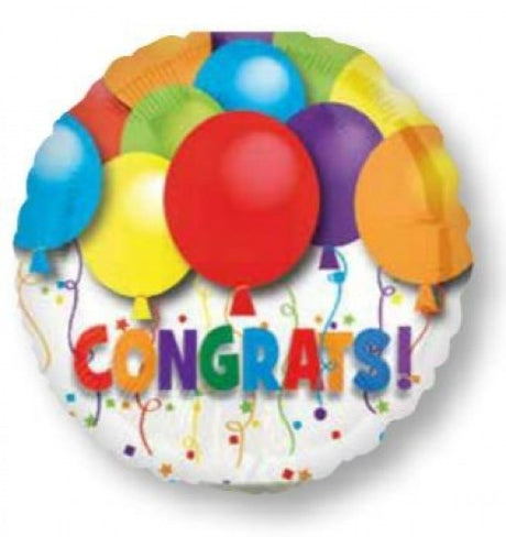 Vibrant 22cm Congrats Balloons for celebrations, ideal for graduations and parties, air-inflated, high-quality foil design.
