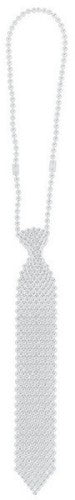Silver Tie Necklace with 24-inch chain and 13-inch tie pendant, perfect for versatile and stylish accessorizing.