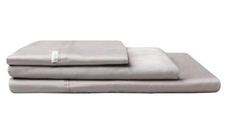 Luxurious pewter fitted sheet for long single beds, made from 400TC Egyptian cotton for ultimate softness and durability.