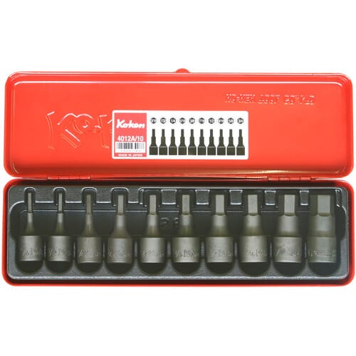 Koken 4012A/10 Inhex Bit Socket Set In Case 10pc 1/2"Dr 3/16"-3/4"