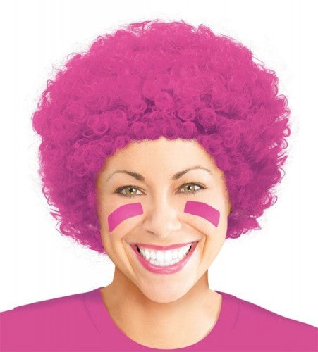Vibrant pink curly wig for adults and children, perfect for parties, cosplay, and everyday fun styling.