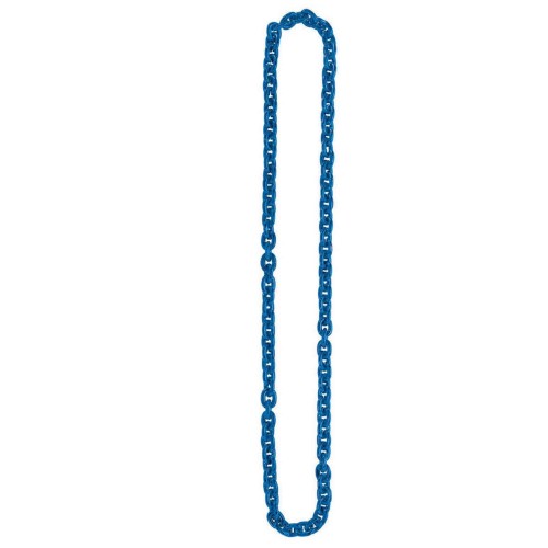 Elegant 48-inch blue chain link necklace, perfect for layering or solo wear, adds a modern touch to any outfit.