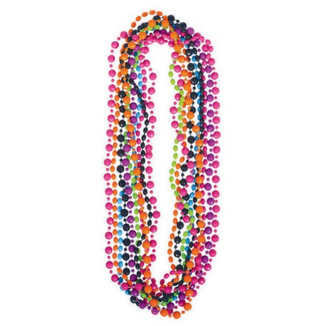 Pack of 10 colorful 80s-themed party beads, perfect for retro-themed celebrations.